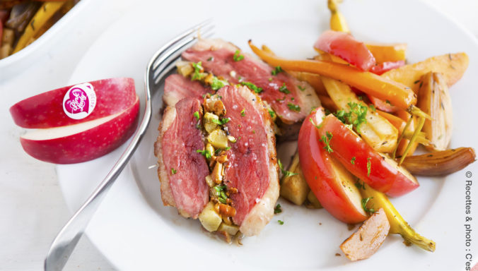 Magrets de canard farcis aux pommes Pink Lady®